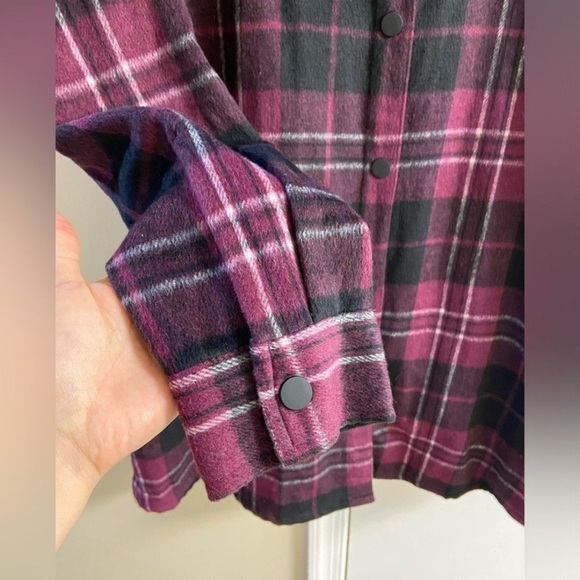 Eddie Bauer Plaid Boyfriend Shirt Jacket in brandy wine XL NWT - Picture 5 of 12